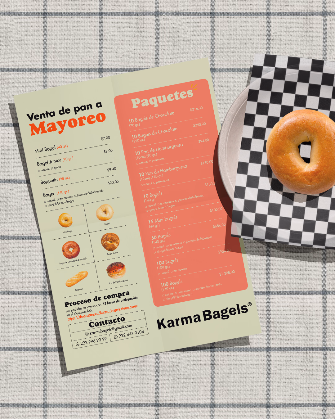 Copy of Karma Bagels Diseño de menú